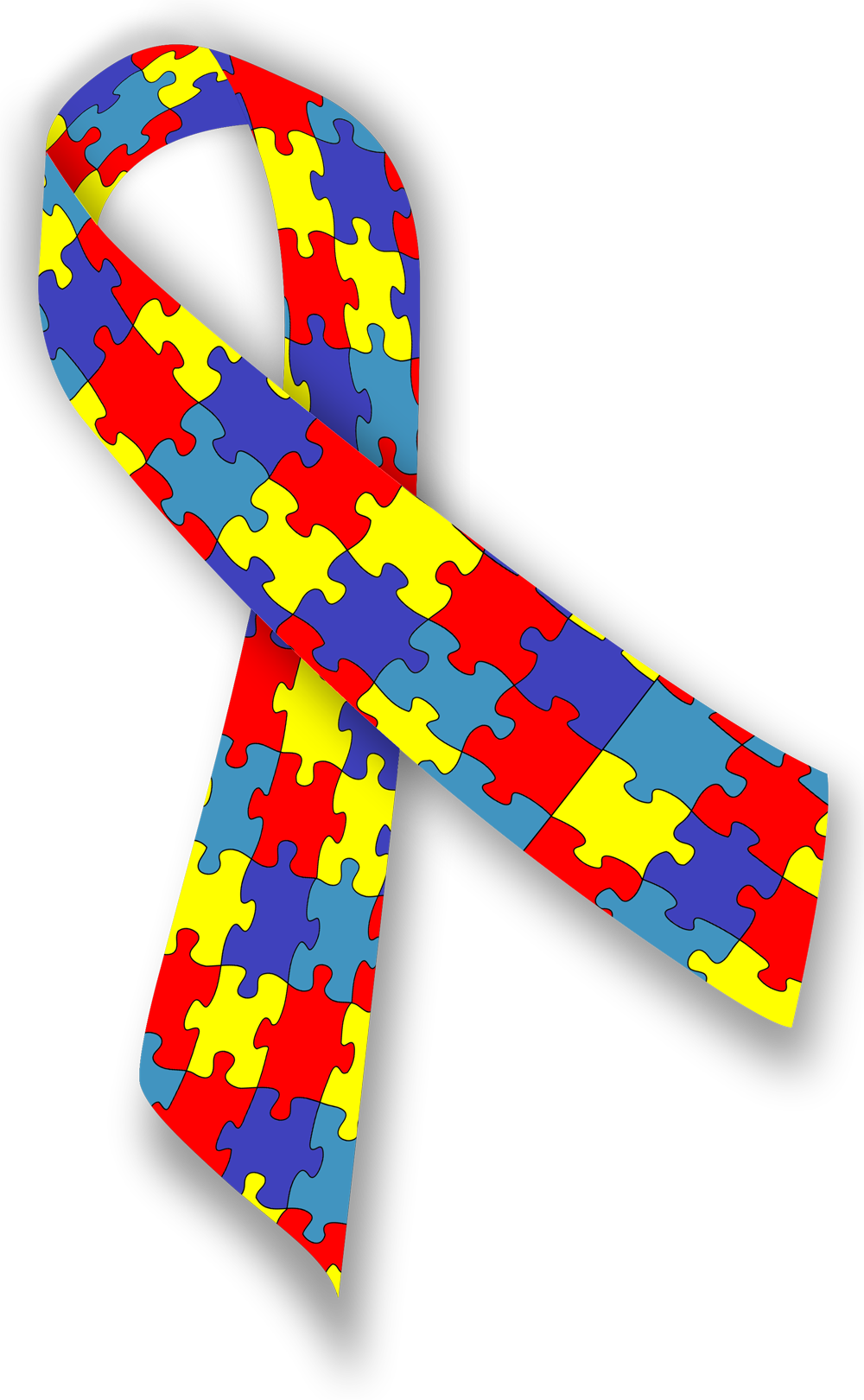 Multicolor puzzle piece autism awareness ribbon
